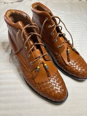 Ariat Woven Leather Tassel Ankle Boots